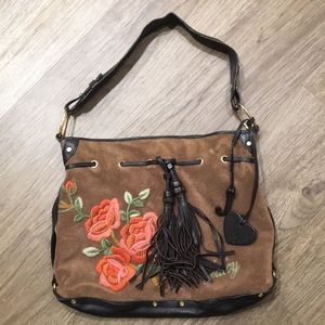 Juicy Couture Terry/Leather Embroidered Handbag